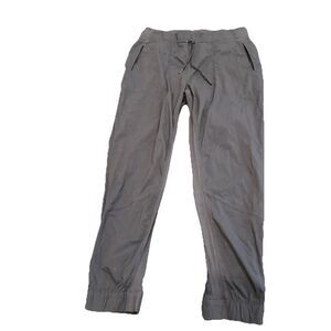 Indyeva Drawstring Pants Women's Large Grey Zip Pockets Ribbed Joggers Comfort